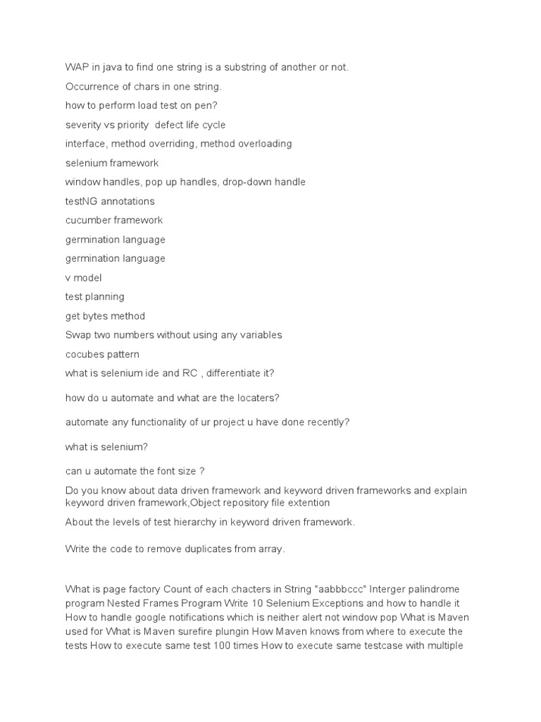Capgemini Automation Testing Interview Guide | PDF | Method (Computer ...