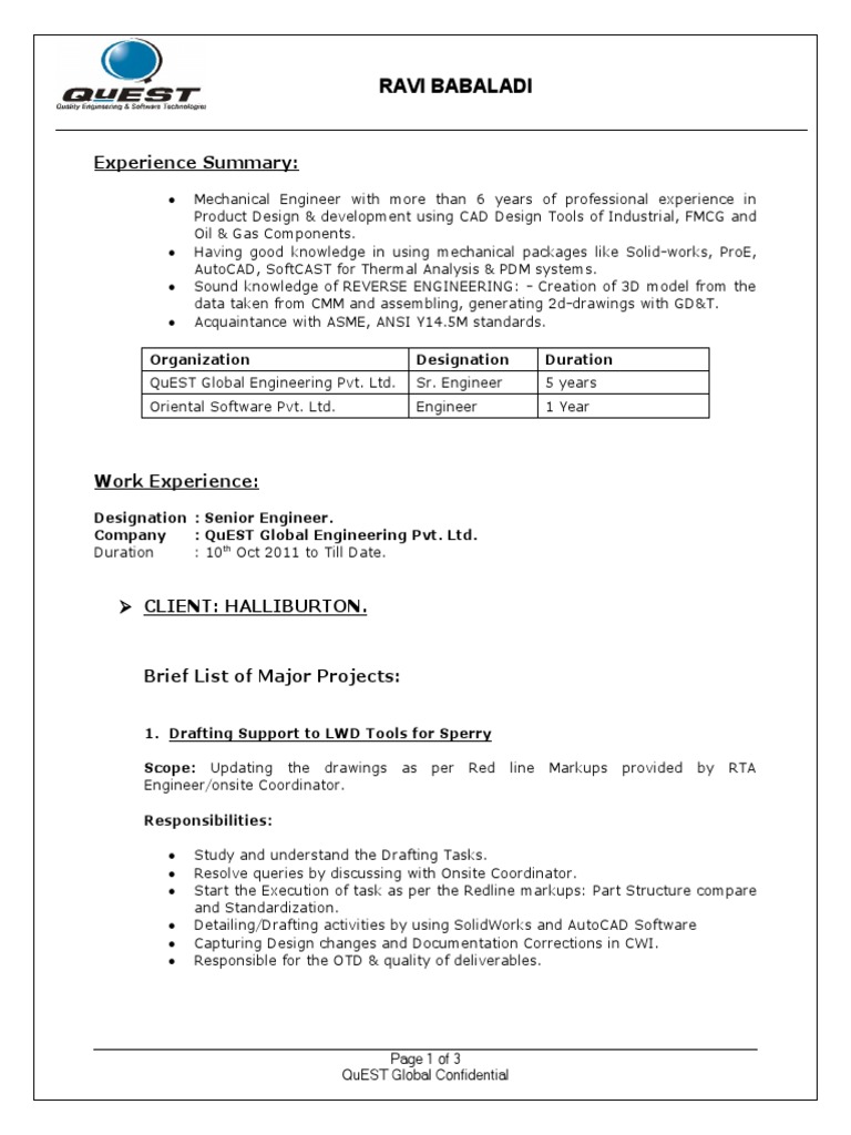 Ravi Babaladi: Experience Summary | PDF | Engineering | Computing And ...