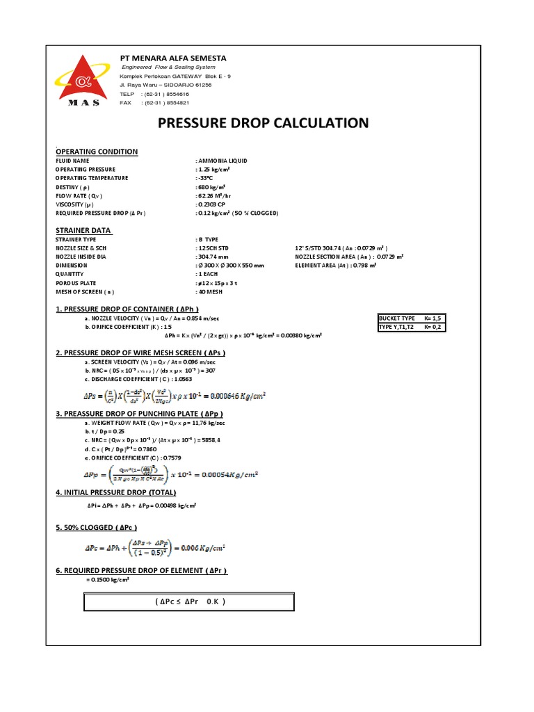 Pressure Drop Calculation for Nozzle | PDF | Flow Measurement | Pressure