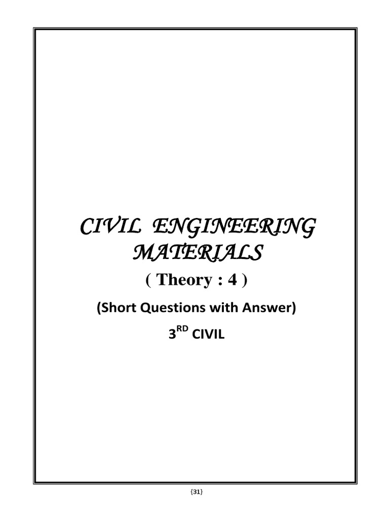 Civil Engineering Materials Overview | PDF | Rock (Geology) | Mortar ...