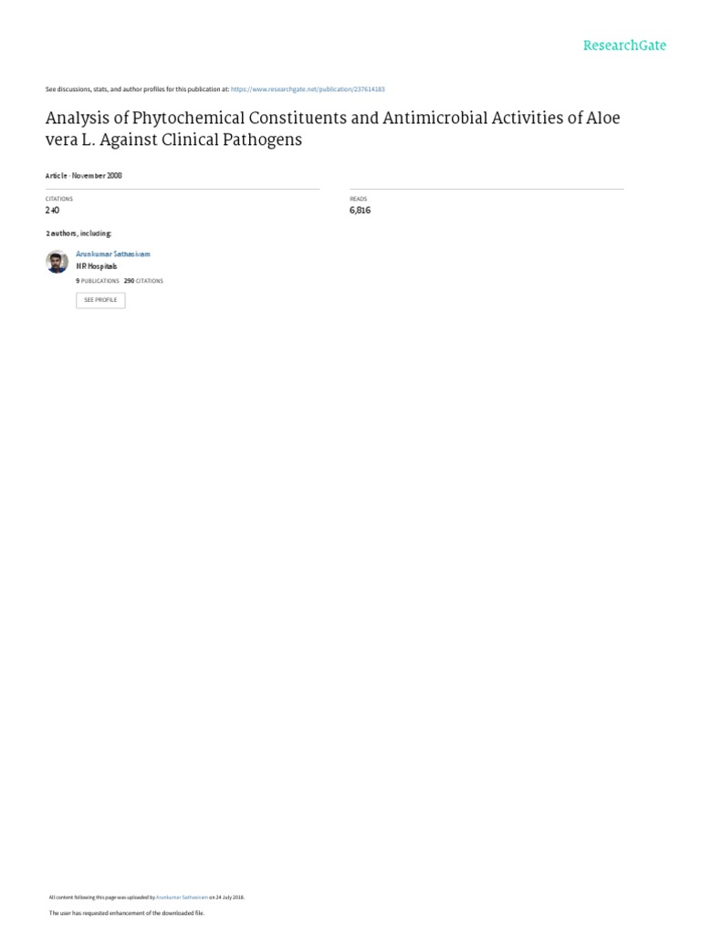 Analysis of Phytochemical Constituents and Antimic | PDF ...