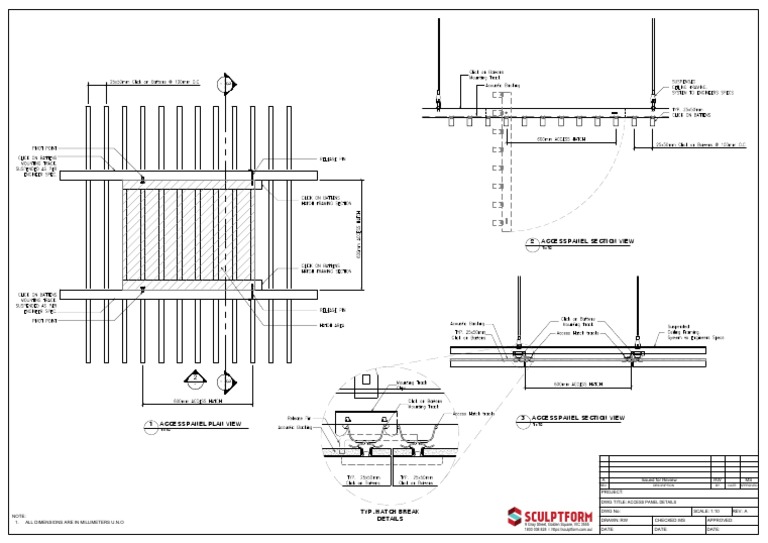 Access Panel Detail Drawings Showing Plan and Section Views for