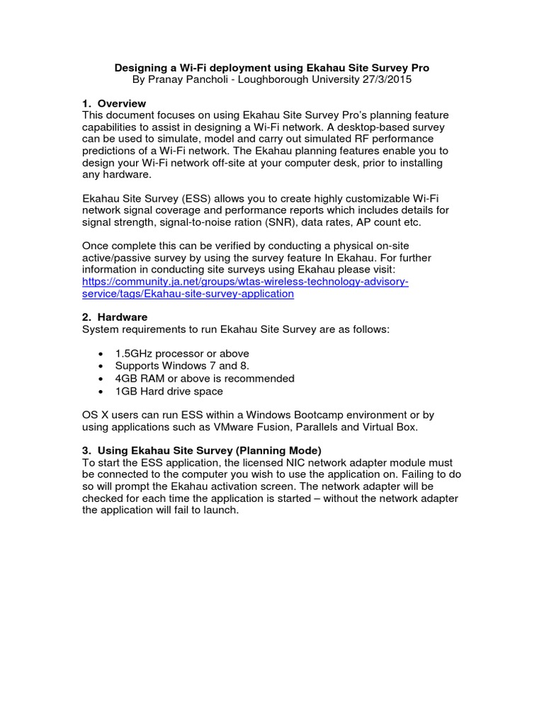 Designing A Wi-Fi Deployment Using Ekahau Site Survey Pro PDF | PDF ...