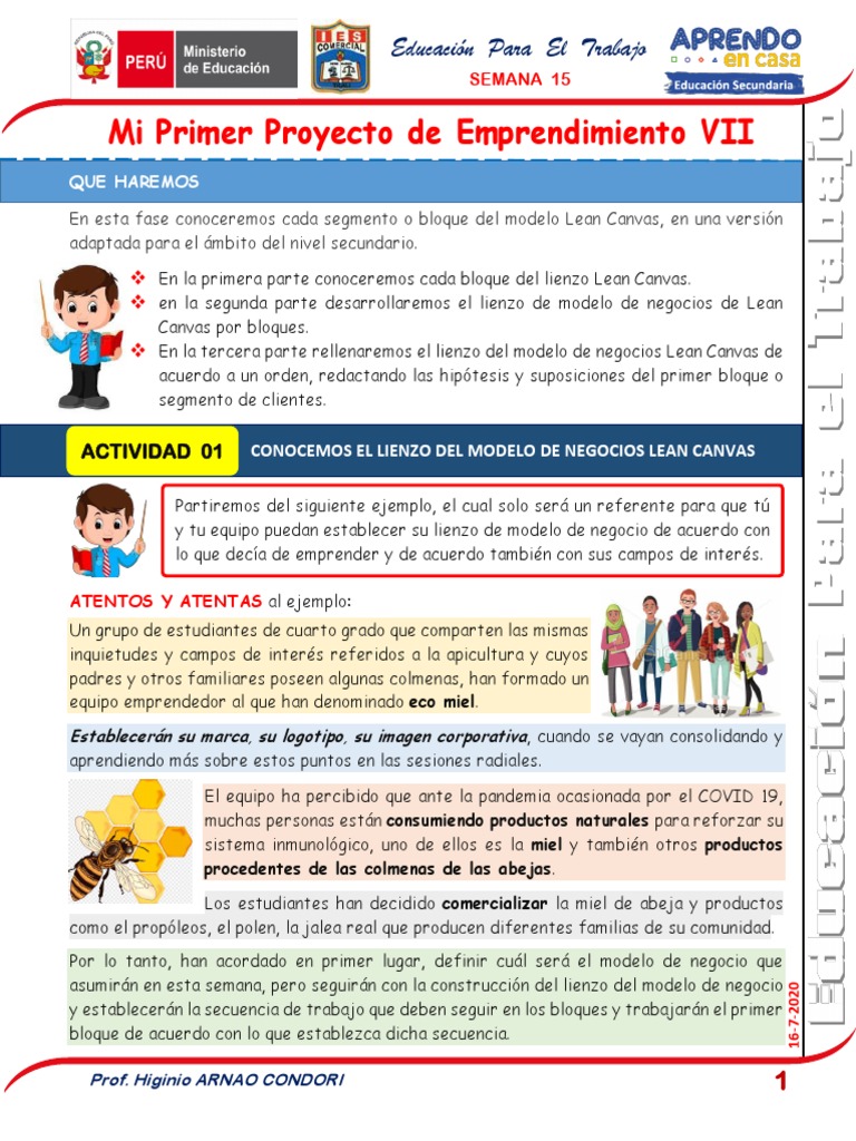 SEMANA 15 - EPT - Mi Primer Proyecto de Emprendimiento 7 | PDF ...