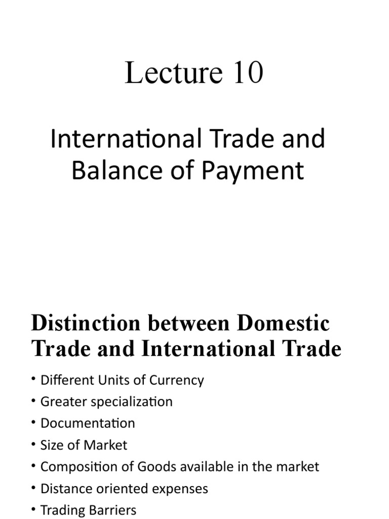International Trade and Balance of Payment | PDF | Balance Of Payments ...