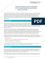 Segregation of Duties Questionnaire - Controls For Significant Accounting Applications