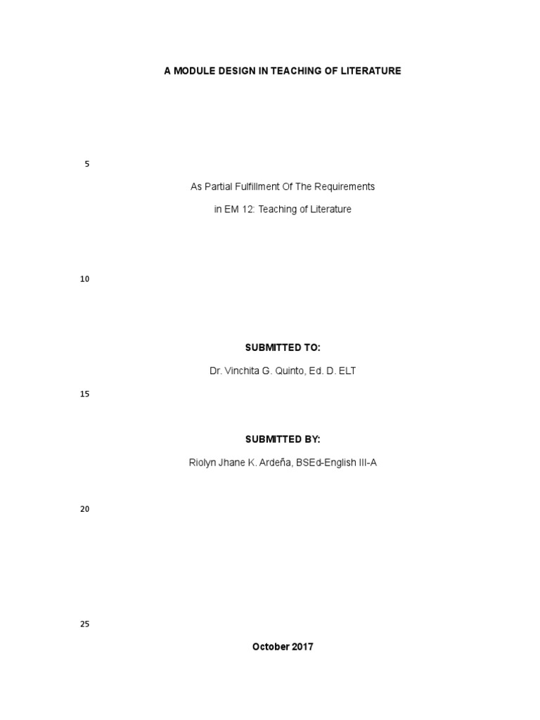 High School Literature Module Guide | PDF | Narration | Irony