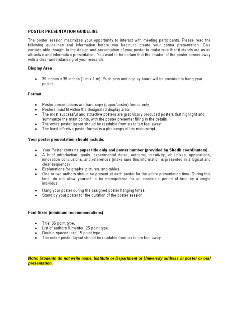 Poster Presentation Guidelines | PDF | Page Layout | Communication