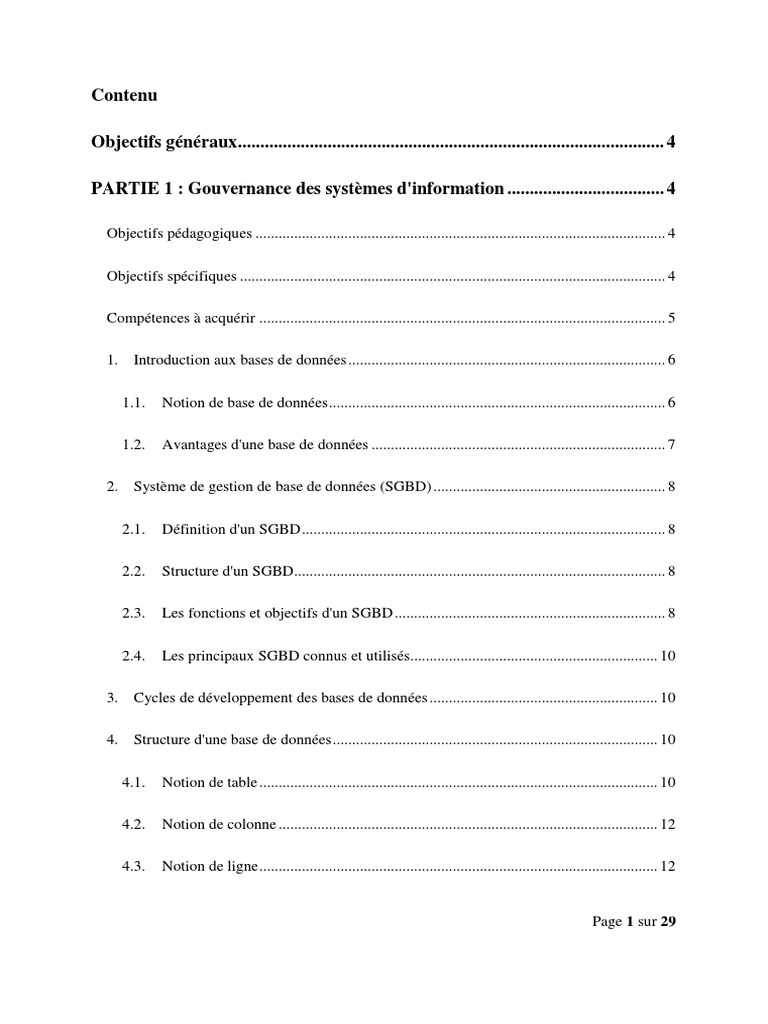 Cours sur les Bases de Données en Gestion | PDF | Bases de données ...