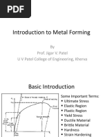 Introduction To Metal Forming: by Prof. Jigar V. Patel U V Patel College of Engineering, Kherva