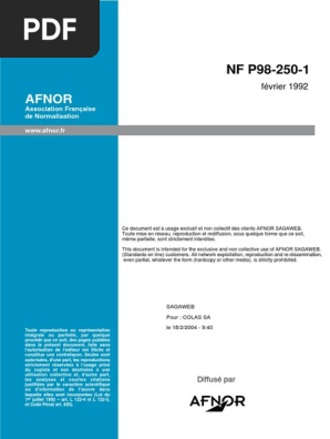 NF P 98 250-1 Fab Enrobe PDF | PDF