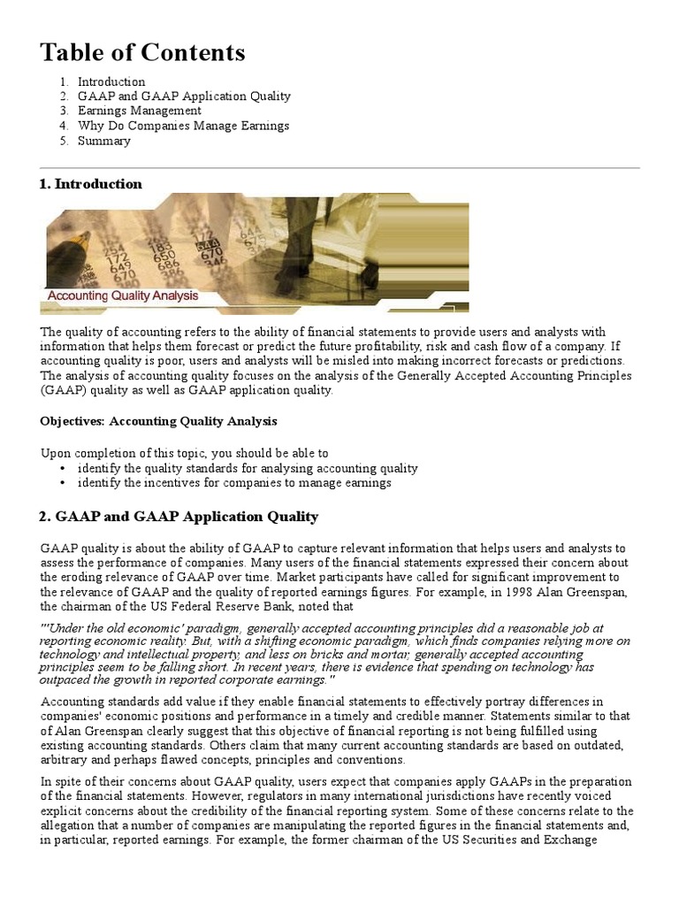 Analyzing GAAP and Earnings Management | PDF | Financial Statement ...