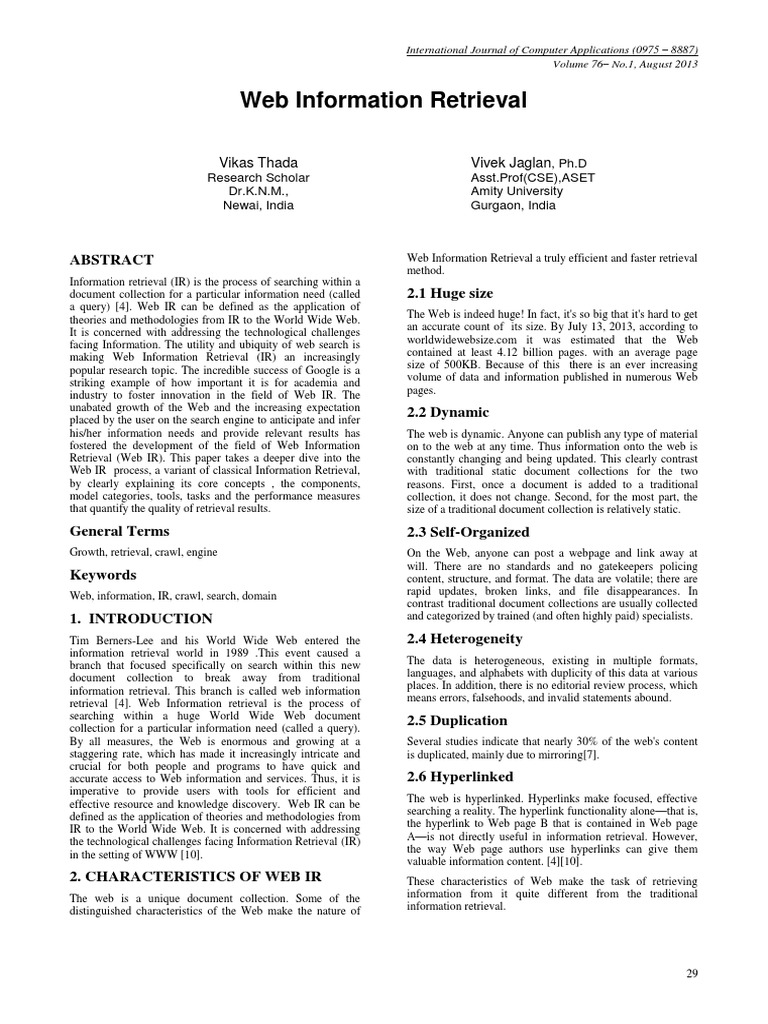 Web Information Retrieval Overview | PDF | Information Retrieval ...