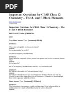 Important Questions for CBSE Class 12 Chemistry from CBSETUTS