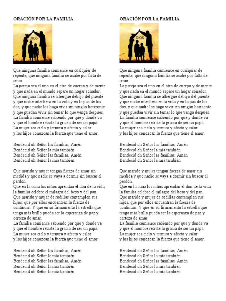 Oración para la Unidad Familiar | PDF | Amor