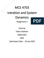 MCE 4703 Vibration and System Dynamics: Assignment 2
