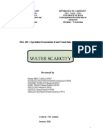 Water Scarcity: TRA 605: Specialized Translation From French Into English I