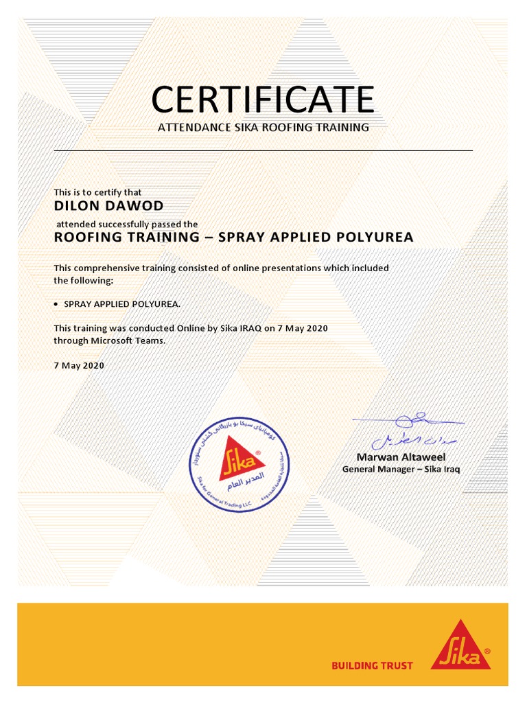 Roofing Training Completion | PDF