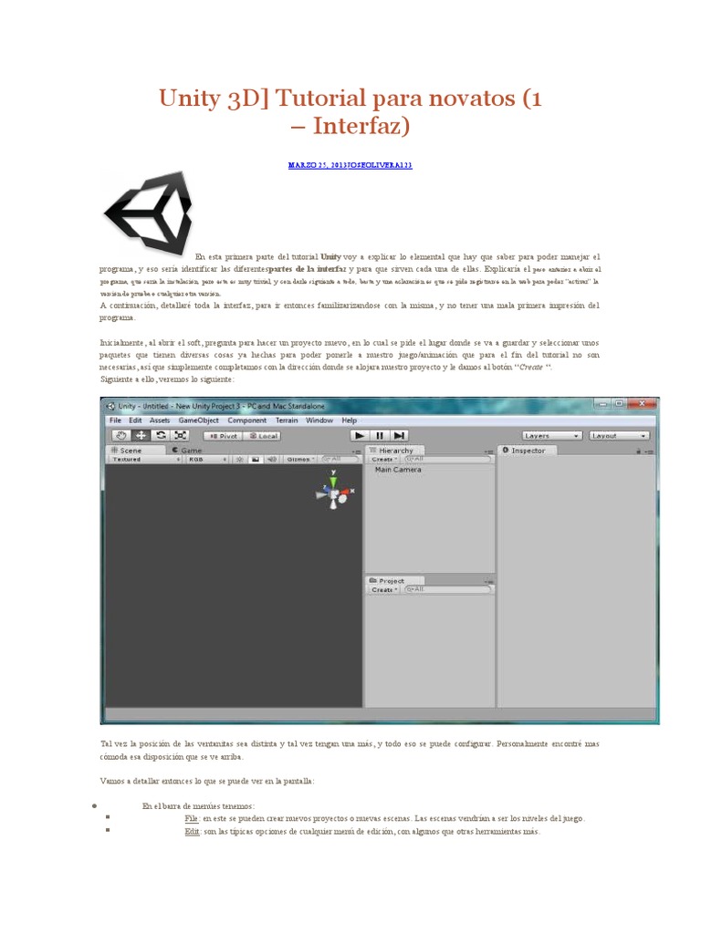 Tutorial de Unity | PDF | Ventana (informática) | Unidad (motor de juego)