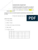 Operaciones Proposicionales y Lenguaje Formal - Actividad PDF