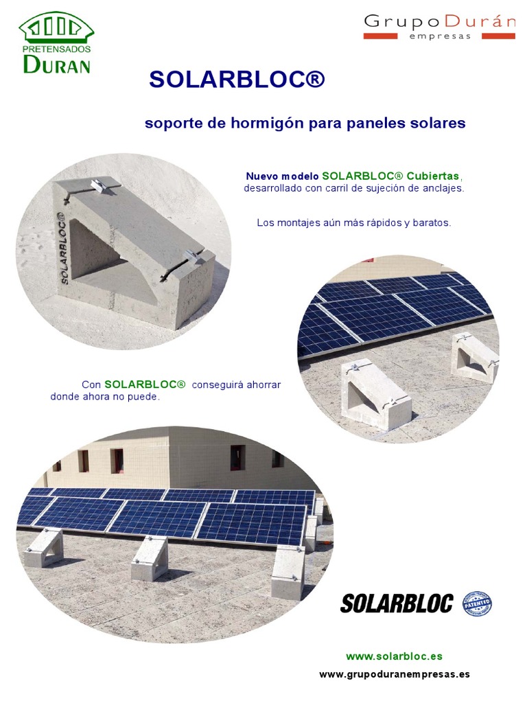 Folleto Solarbloc Cubiertas | PDF | Panel solar | Tornillo