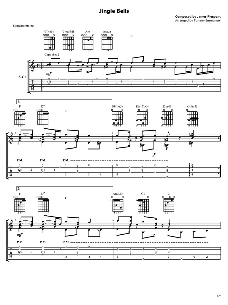 Jingle Bells Composed by James Pierpont Arranged by Tommy Emmanuel
