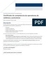 Certificado de Competencia de Operadores de Calderas y Autoclaves