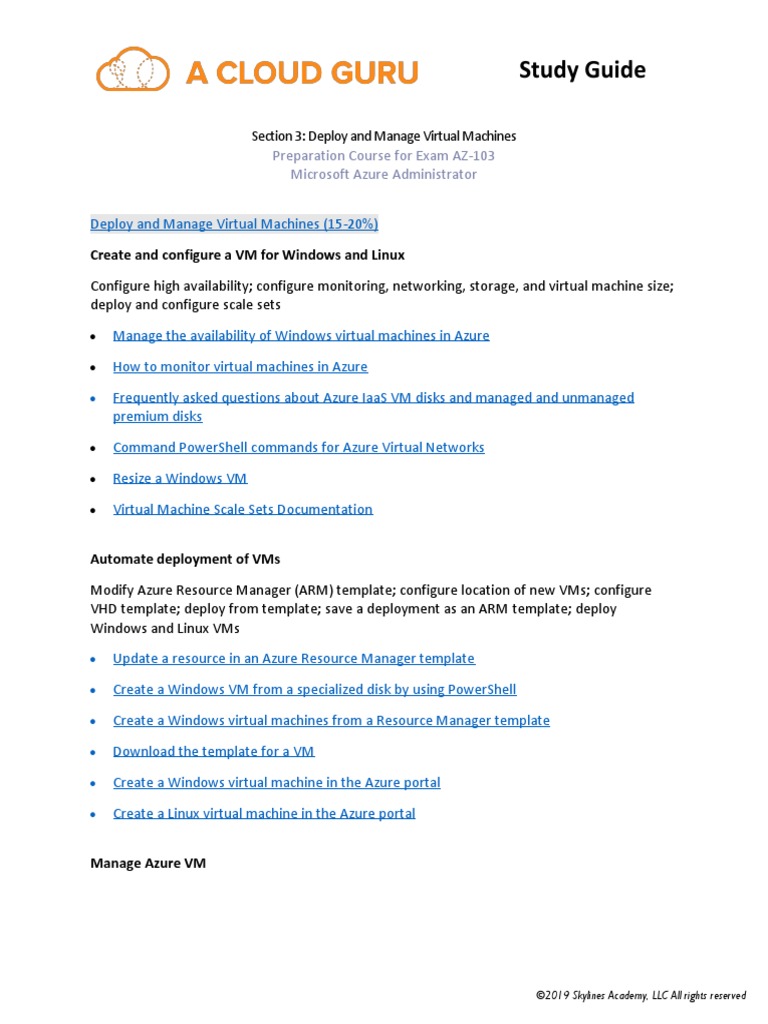 043 AZ103 - Section 3 - Deploy and Manage VMs - Study Material | PDF ...