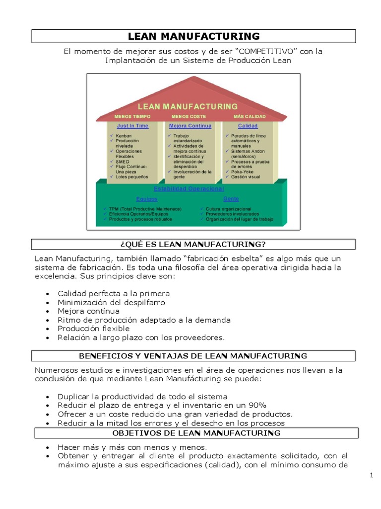 Casa de Lean Manufacturing: Guía Práctica | PDF | Lean Manufacturing ...