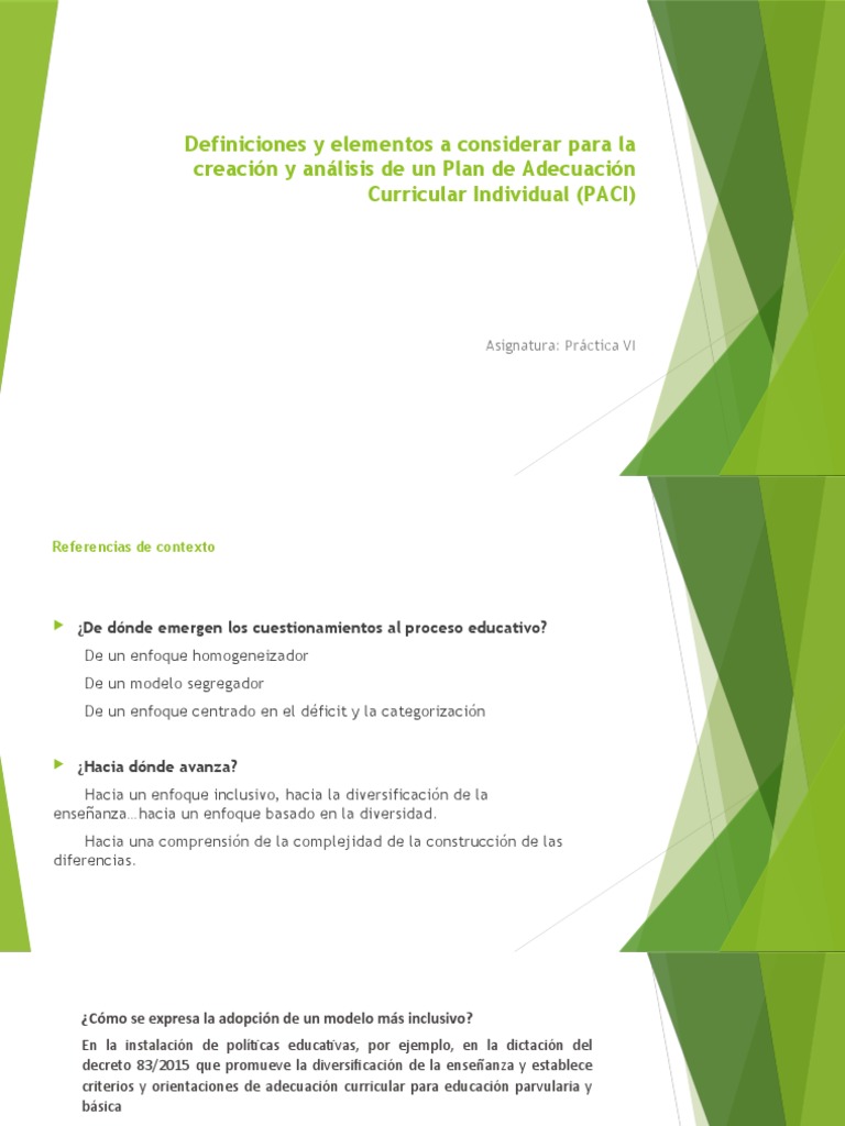 Definición y Función del PACI en Educación | PDF | Evaluación | Plan de ...