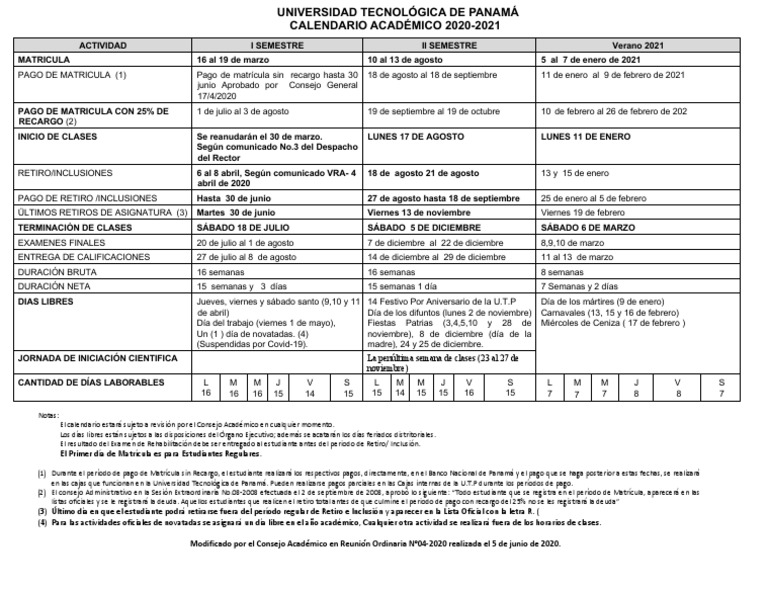 Calendario Académico UTP 2025-2 | PDF | Calendario | Panamá