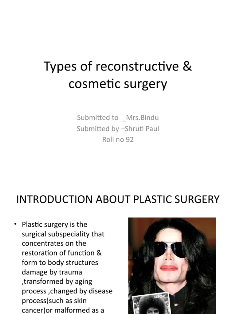 Types of Reconstructive & Cosmetic Surgery PDF Plastic Surgery