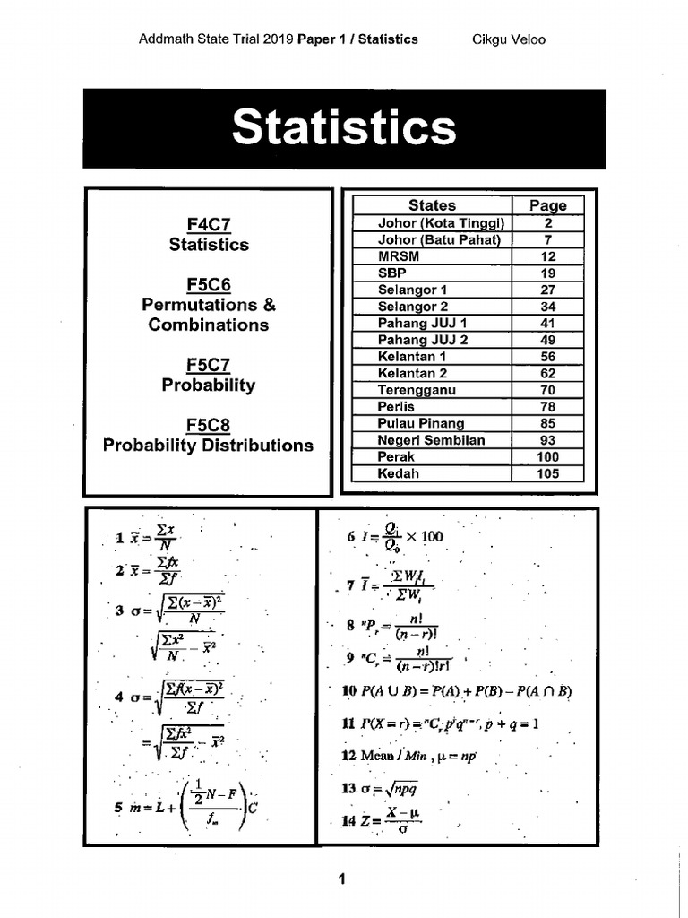 Add Math Statistics | PDF