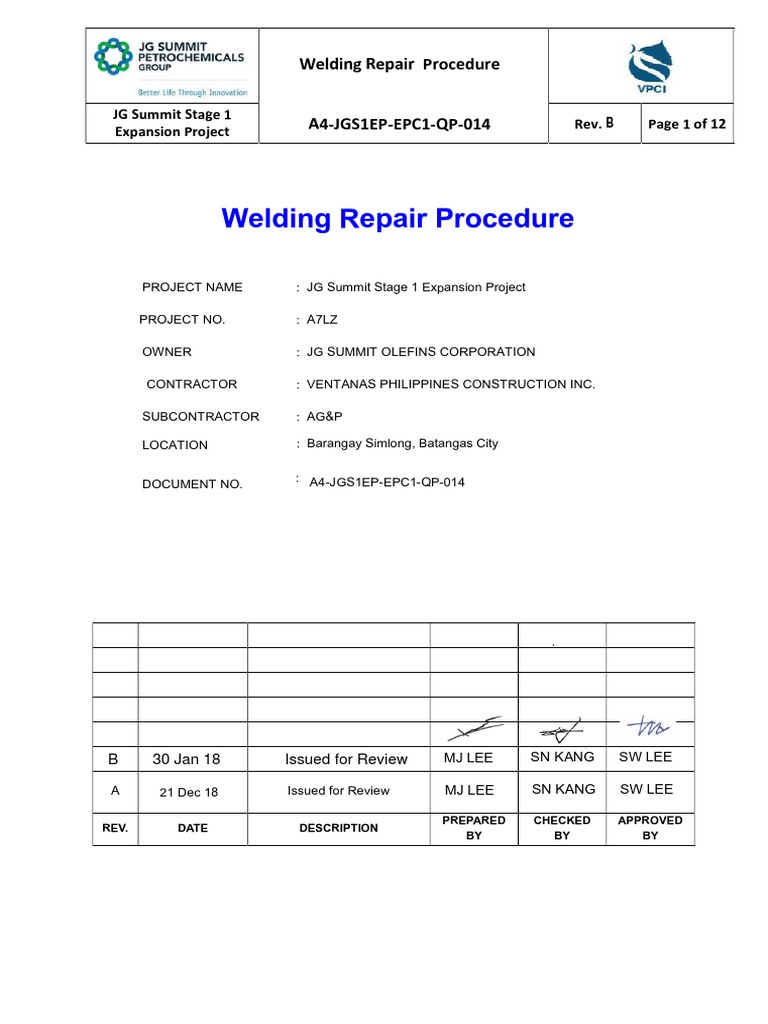 Welding Repair Procedure Nondestructive Testing Welding