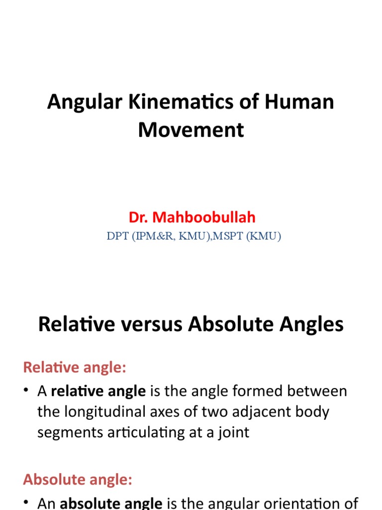 Angular Kinematics of Human Movement PDF Rotation Around A Fixed Axis Speed