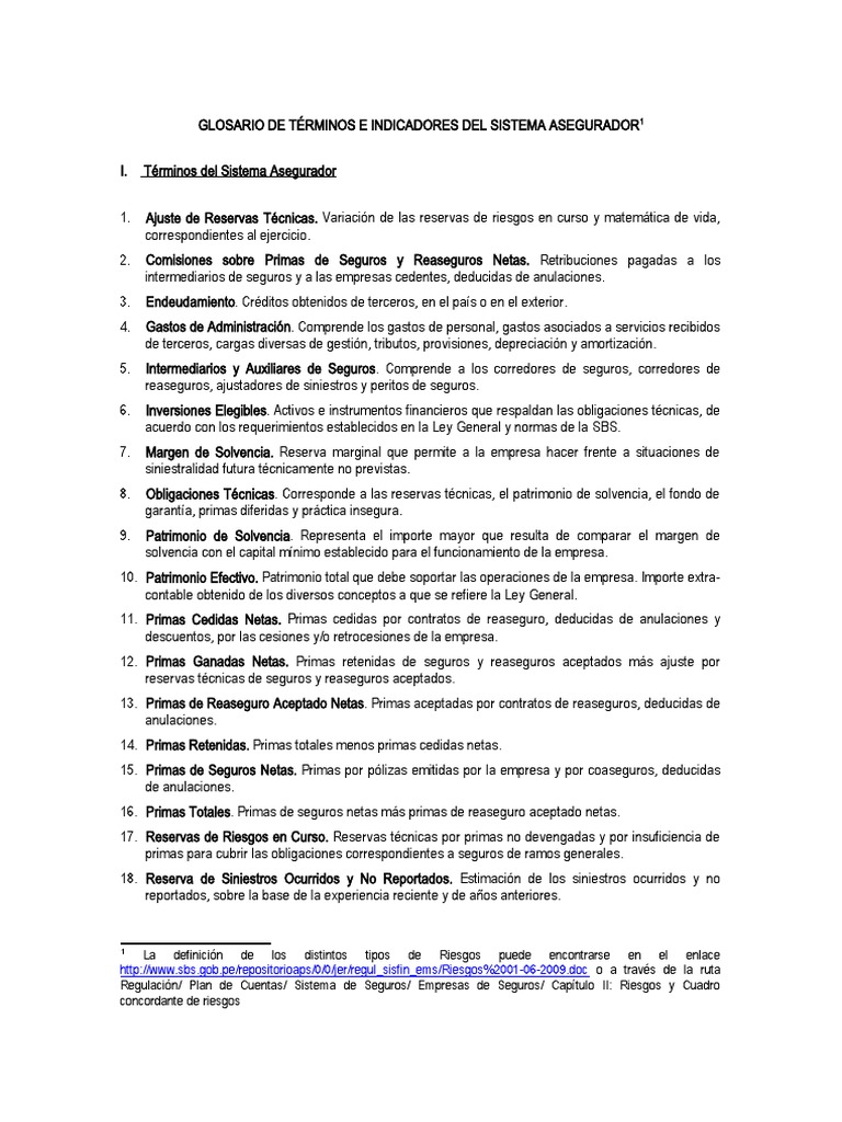 Glosario de Términos del Sistema Asegurador | PDF | Reaseguro | Seguro