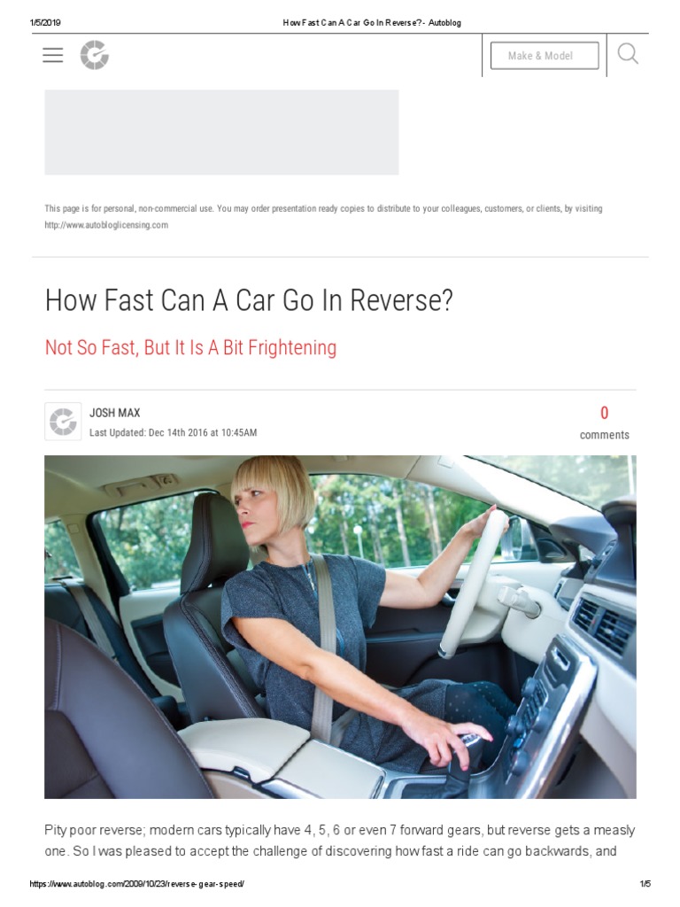How Fast Can A Car Go in Reverse Autoblog PDF I Tunes Car