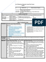 Department of Elementary Education Lesson Plan Format Legend