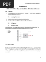 Experiment # 3 Mathematical Modelling and Simulation of Mechanical Systems