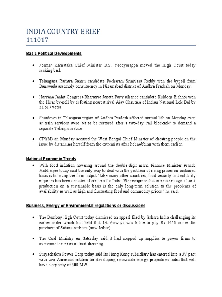 India Political and Economic Update | PDF | Bp | Inflation