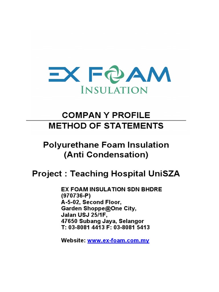 Method of Statements PU Foam | PDF | Building Insulation | Polyurethane