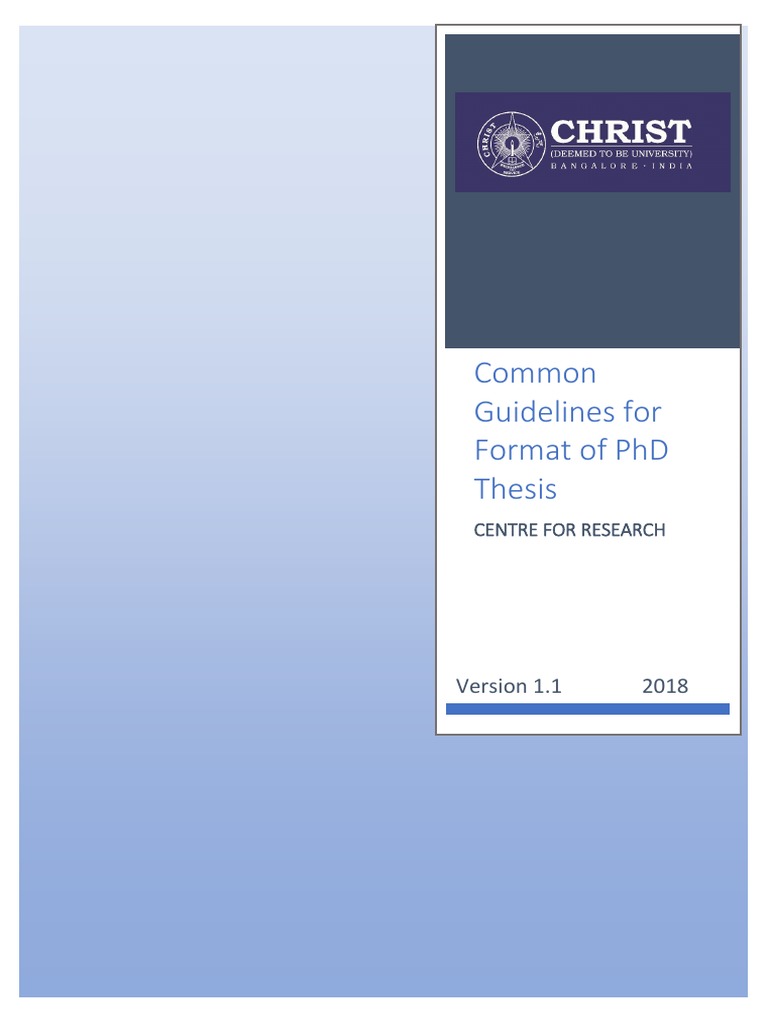 ChristUniv - Format of PHD Thesis - Aplril 2018 | PDF | Thesis | Doctor ...