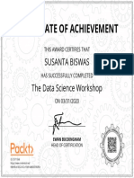 Certificate-of-completion  The Data Science Workshop Provided by(PACKT)