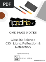 One Page Notes: Class 10: Science C10: Light, Reflection & Refraction