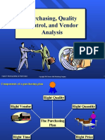 Purchasing, Quality Control, and Vendor Analysis Purchasing, Quality Control, and Vendor Analysis