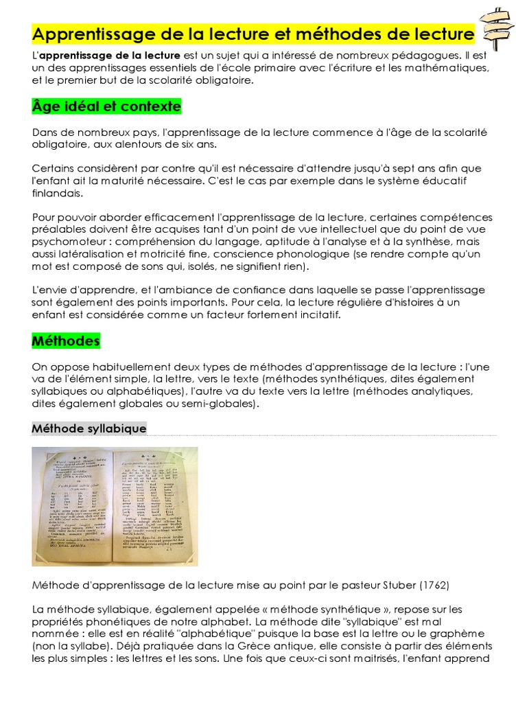 Apprentissage de La Lecture Et Méthodes de Lecture PDF | PDF | Méthode ...