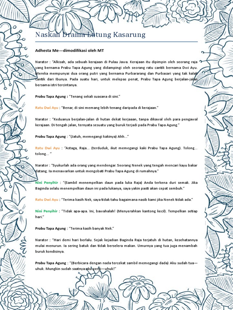 Naskah Drama Lutung Kasarung | PDF