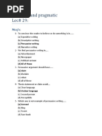 Semantic and Pragmatic Lec# 29:: Mcq's