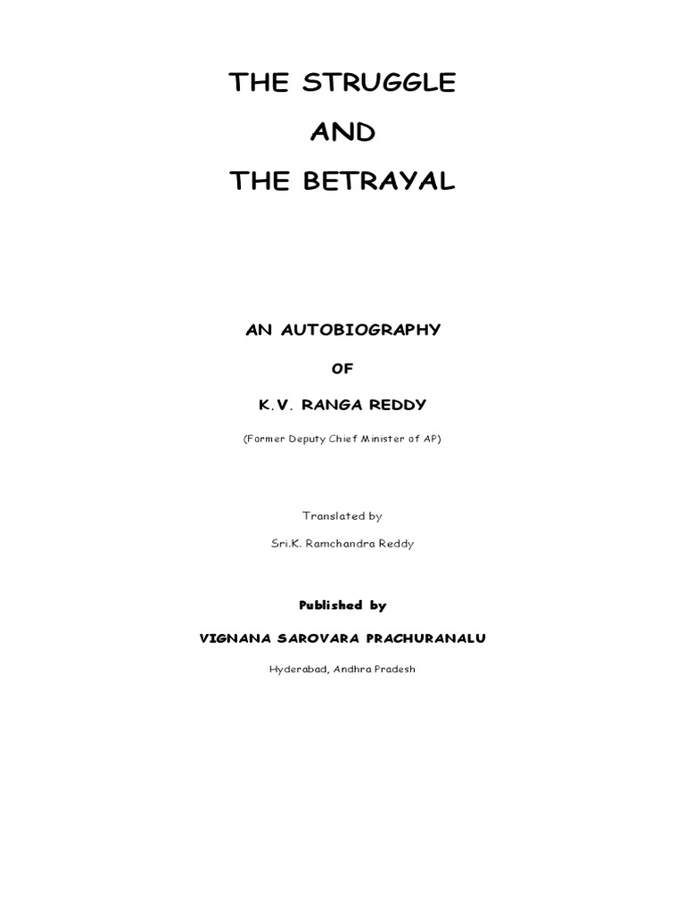 An Autobiography of Mr. Konda Venkata Ranga Reddy Garu | PDF | Advocate ...