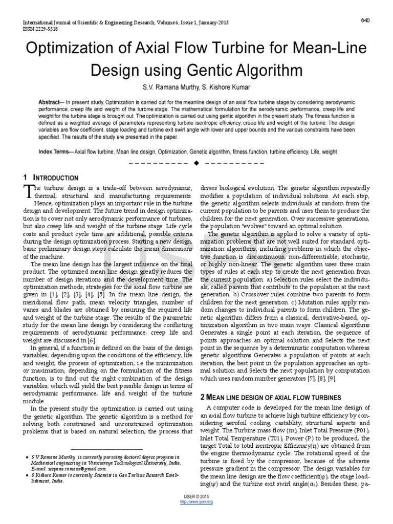 Axial Flow Turbine Optimization Study | PDF | Turbine | Genetic Algorithm